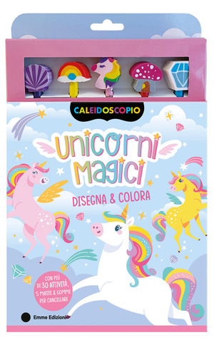 Unicorni magici. Ediz. illustrata. Con 5 gomme per cancellare. Con 5 matite