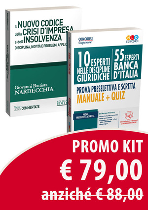 Kit Concorso 10 esperti nelle discipline giuridiche (55 esperti Banca d'Italia). Prova preselettiva e scritta. Manuale + quiz-Il nuovo codice della crisi d'impresa e dell'insolvenza. Con software di simulazione