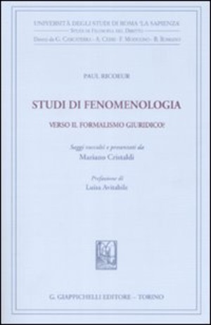 Studi di fenomenologia. Verso il formalismo giuridico?