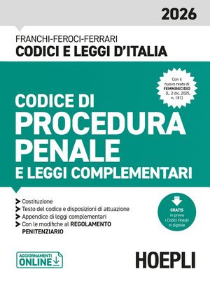 Codice di procedura penale e leggi complementari 2026. Nuova ediz.
