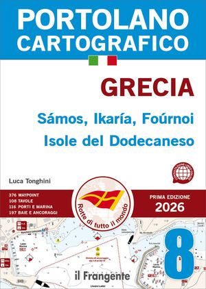 Grecia. Sámos, Ikaría, Foúrnoi Isole del Dodecaneso. Portolano cartografico. Con QR Code