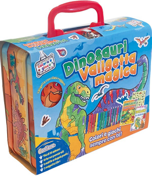 Dinosauri. Valigetta magica. Ediz. a colori. Con 5 matite. Con 10 pennarelli. Con Adesivi
