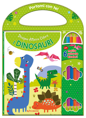 I dinosauri. Disegna attacca colora. Con 6 matite bicolore