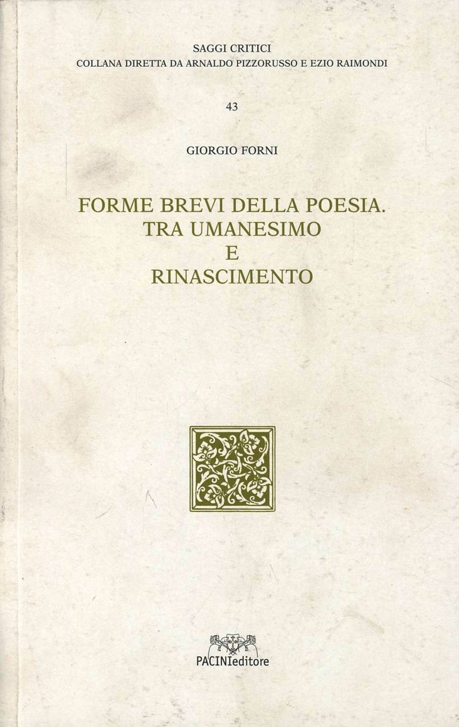 Forme brevi della poesia tra umanesimo e Rinascimento