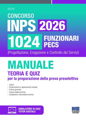 Concorso INPS 2026 1695 funzionari PECS (Progettazione, Erogazione e Controllo dei Servizi). Prova preselettiva teoria e quiz per la preparazione