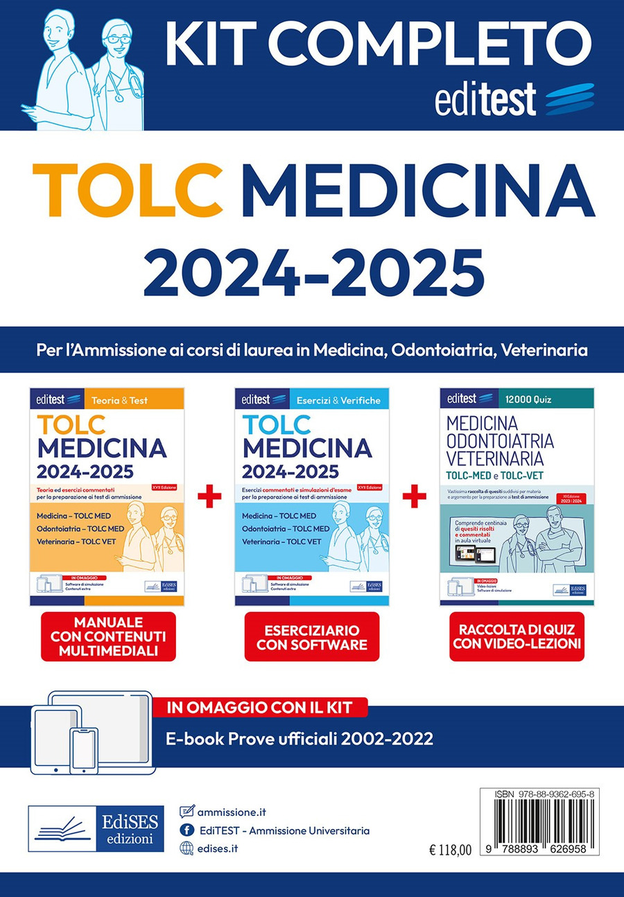 TOLC Medicina 2024-2025. Manuale di teoria e test per l'ammissione ai corsi  di laurea in medicina, odontoiatria e veterinaria. Kit completo. Con  e-book. Con software di simulazione