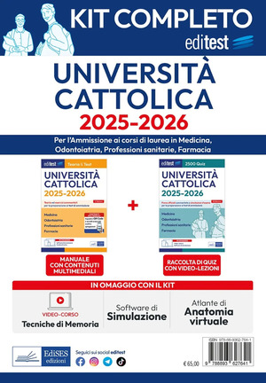 Kit completo EdiTEST. Università Cattolica. Medicina, odontoiatria, professioni sanitarie. Con software di simulazione