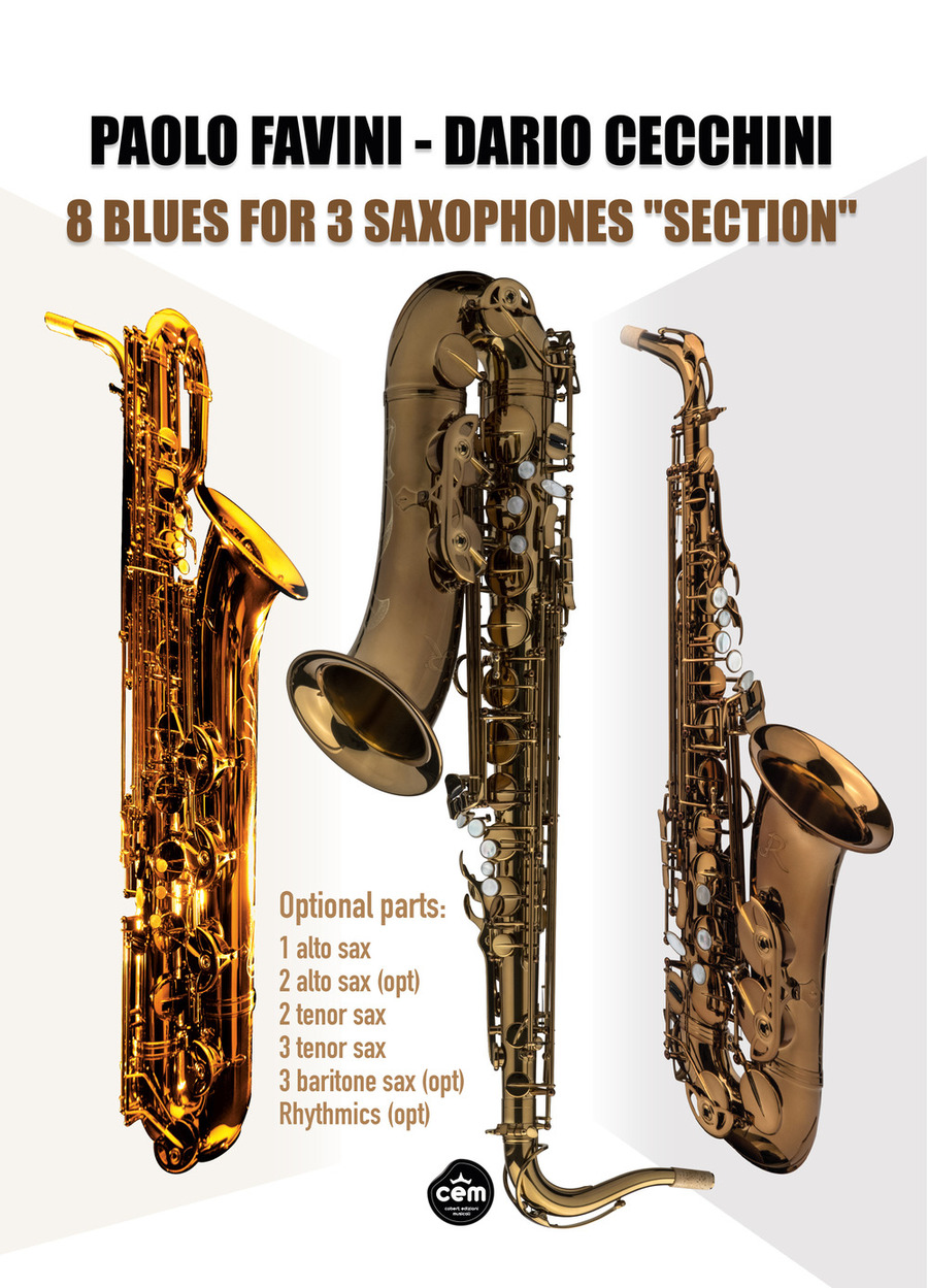 8 Blues for 3 Saxophones «Section». Spartito. Con File audio per il download