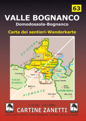 Valle Bognanco. Domodossola, Bognanco Fonti, San Lorenzo, Gomba, San Bernardo, Passo di Monscera 1:30.000