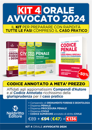 Speciale orale avvocato. Kit e dispense: Compendio-Codici (Penale, Ordinamento forense, Procedura penale, Civile)