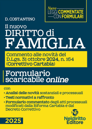 Il nuovo diritto di Famiglia aggiornato al Decreto Correttivo Cartabia D.Lgs. 31 ottobre 2024, n. 164