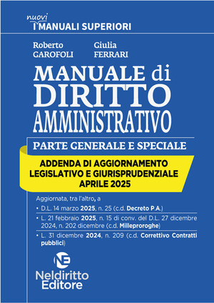 Addenda di aggiornamento. Manuale superiore di Amministrativo. Aprile 2025