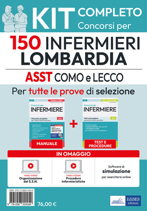 Kit 150 Infermieri Lombardia: ASST Lariana (Como), ASST Lecco. Manuale, test, video lezioni di procedure infermieristiche. Con software di simulazione. Con video-corso. Con DVD video
