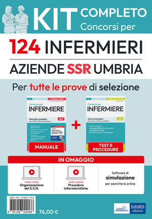 Kit completo del concorso per 124 infermieri. SSR Umbria. Con software di simulazione. Con video lezioni. Con video-corso