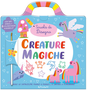 Creature magiche. Scuola di disegno. Ediz. a colori. Ediz. a spirale. Con 8 acquerelli. Con pennello. Con stencil