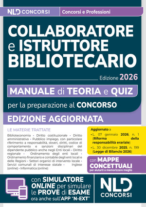 Manuale concorsi per collaboratore e istruttore bibliotecario. Teoria e quiz 2026. Con espansione online