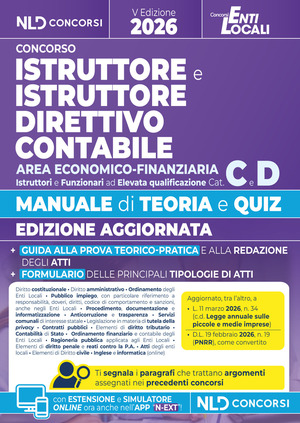 Istruttore e istruttore direttivo contabile area economico finanziaria cat. C-D 2026. Manuale con teoria e quiz e formulario. Con software di simulazione