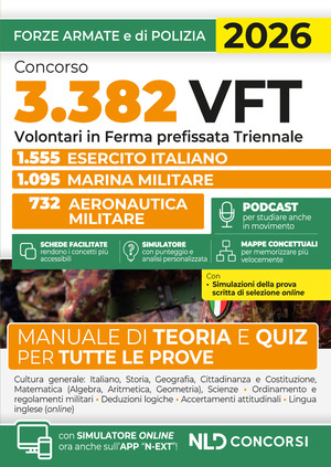 Concorso 3382 volontari in ferma prefissata triennale (VFT). Manuale con teoria, quiz, tabelle, podacst e mappe concettuali. Con espansione online