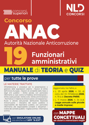 Concorso 19 funzionari amministrativi ANAC. Manuale di teoria e quiz 2026. Con espansione online