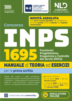 Concorso INPS 2026 1695 Funzionari PECS prova scritta. Manuale di teoria ed esercizi. Con software di simulazione