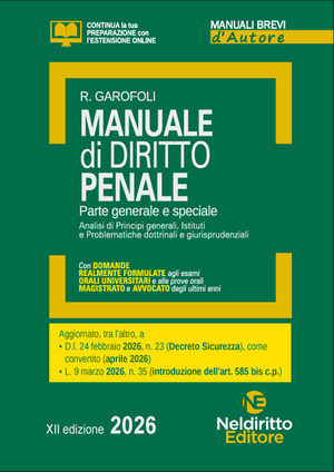 Manuale breve di diritto penale 2026 aggiornato al Decreto Sicurezza. Nuova ediz.