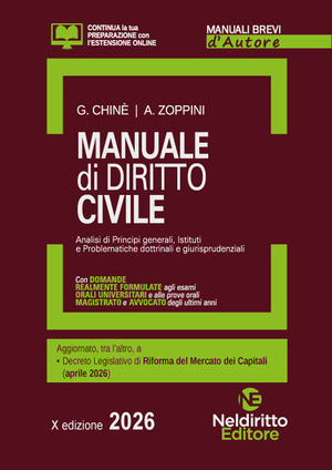 Manuale breve di diritto civile 2026. Manuale per esame orale avvocato, concorsi pubblici e università. Con estensioni online