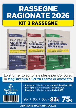 Kit 3 rassegne di Civile, Penale e Amministrativo 2026 per il concorso in Magistratura e i concorsi superiori