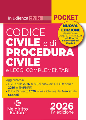 Codice civile e di procedura civile in udienza II ediz aprile 2026 aggiornato al Mercato dei Capitali. Nuova ediz.