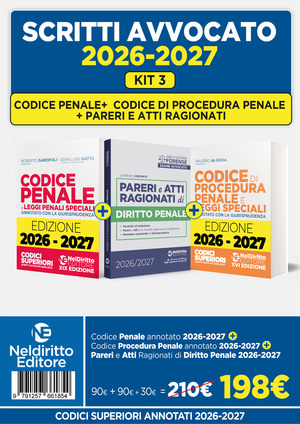Kit 3 Codice Penale +Codice di procedura penale annotati +Pareri di penale 2026. Nuova ediz.