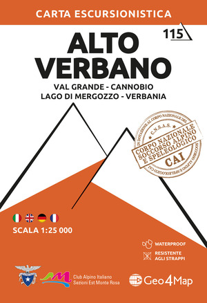 115. Alto Verbano Val Grande, Cannobio, Lago Di Mergozzo, Verbania. Carta escursionistica 1:25.000
